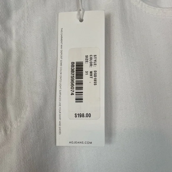 New! AG Adriano Goldschmied Prima Ankle Cigarette Leg Jeans in White - Size 31 - Picture 6 of 10